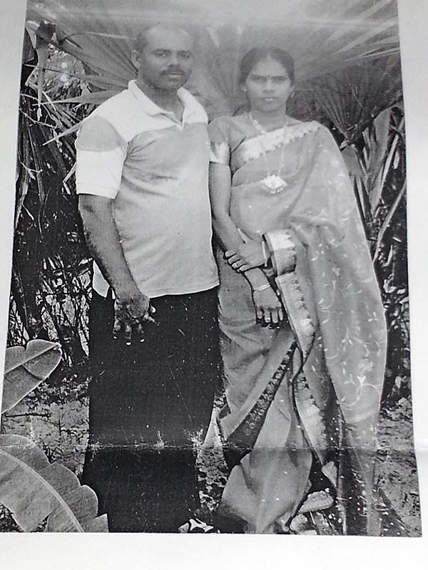 Black & white photo of couple — the husband is one of the disappeared