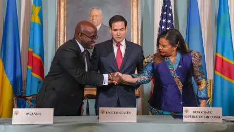 The DRC and Rwanda signed the peace agreement in Washington D.C. on June 27, 2025. Credit: U.S. Embassy in the Democratic Republic of the Congo.