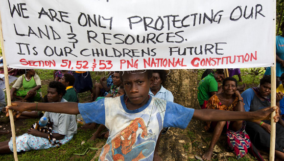 Protest against illegal logging in Pomio, PNG, 2011