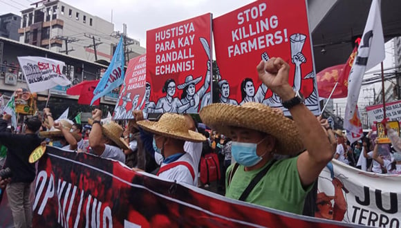 Farmers lead protest against extrajudicial killings in the Philippines, January, 9th 2021.