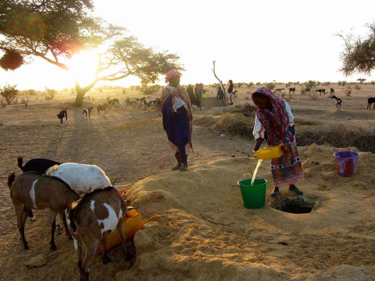 Women collecting water